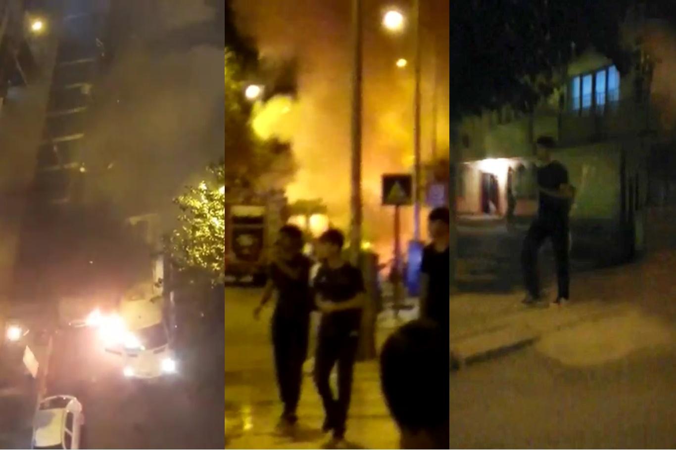 Minibüsü ateşe veren PKK'liler kameralara takıldı